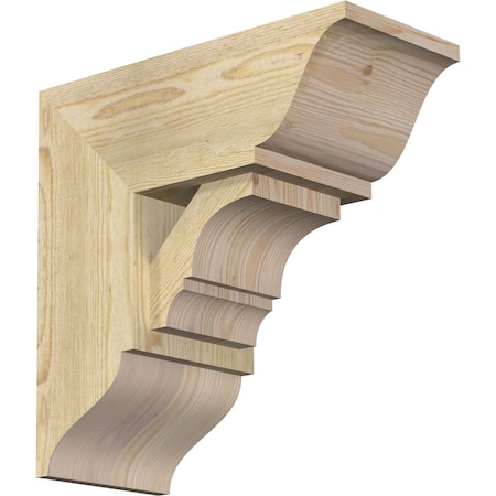 Balboa Traditional Rough Sawn Bracket W/ Offset Brace, Douglas Fir, 8W X 18D X 18H